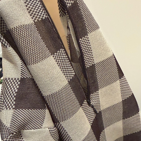 Celine Plaid Shift Dress in Brown and Cream - Women's Dress sz M - Picture 9 of 12